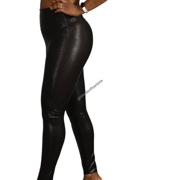 Spanx Croc Leggings Brown Faux Leather High Waist Shaping Slimming Size Small - Picture 12 of 12